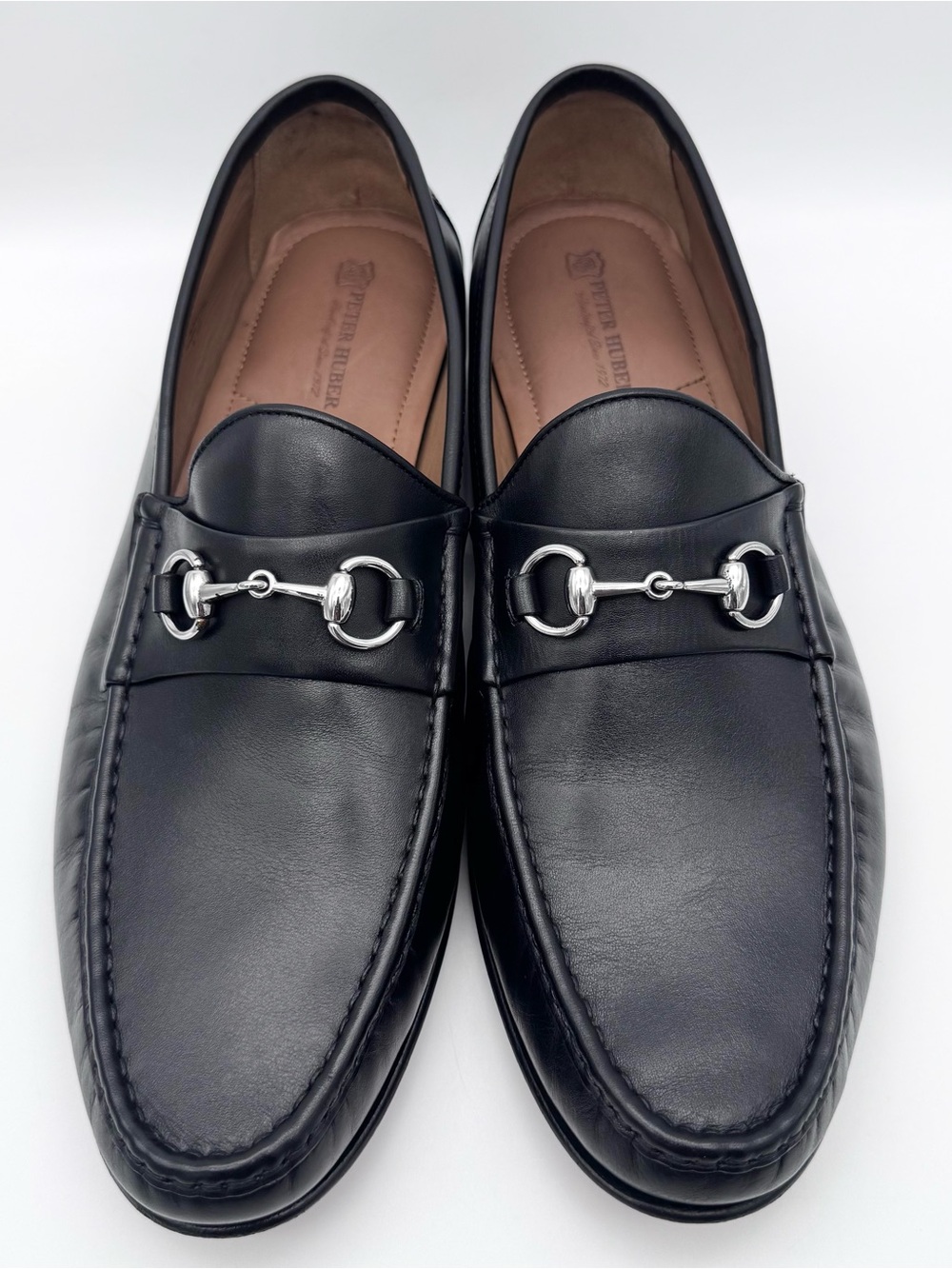 Peter Huber Ascot Classic Black Leather Horsebit Loafers Men's Size 13 M